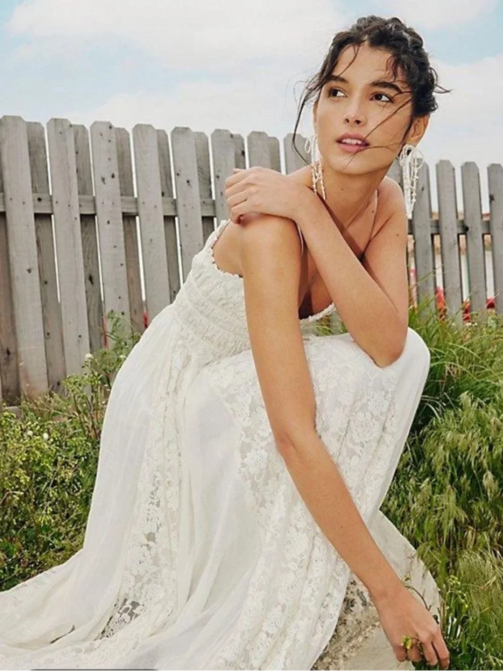 Free People Ciella Floral Lace Milkmaid Maxi Dress - Picture 3 of 12